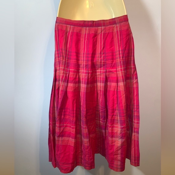 Pendleton vintage plaid tartan midi pleated skirt 14P Fuchsia purple a line - Picture 2 of 8